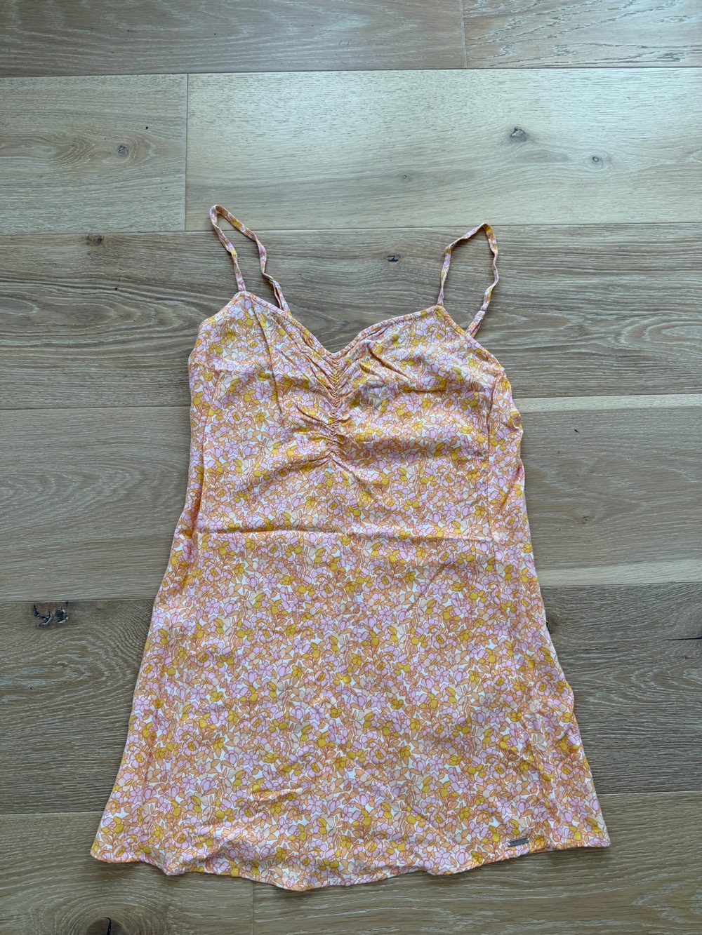 Volcom Floral Cami Slip Dress in Pink & Yellow Small